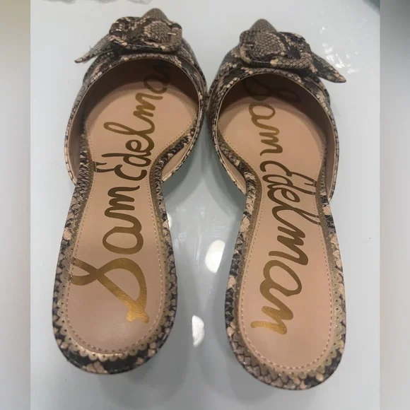Sam Edelman Snakeskin Mules with Buckle Detail - Picture 2 of 9